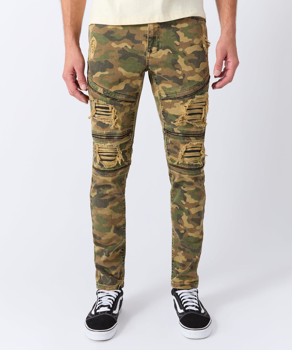 Distressed Camo Denim Pant