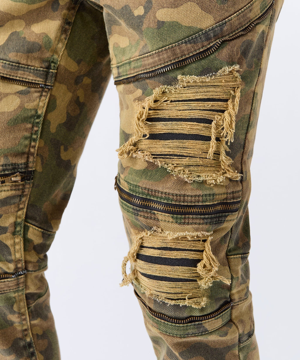 Distressed Camo Denim Pant