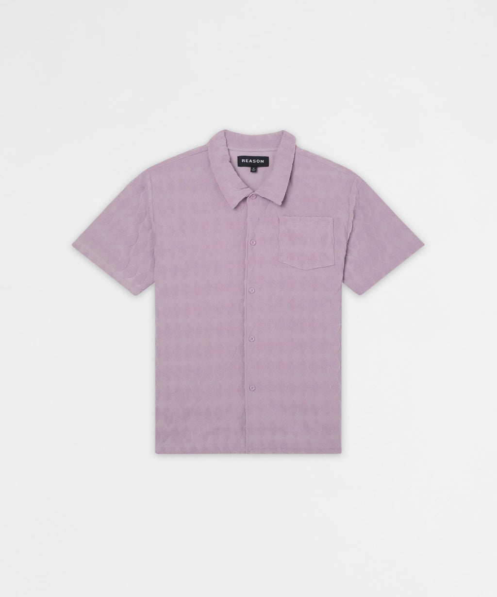Diamond Plate Viscose Short Sleeve Shirt - Mauve