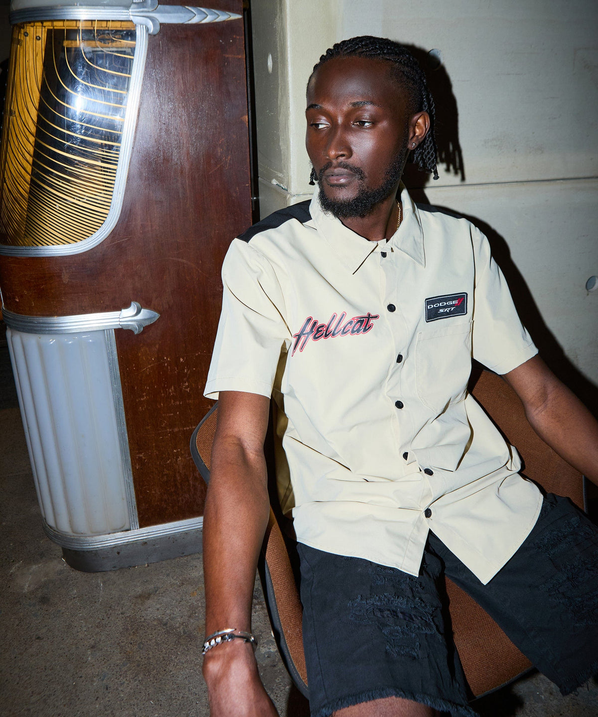 Dodge Hellcat Mechanics Button Down Shirt - Khaki